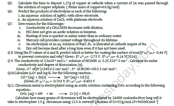 CBSE Class 12 Chemistry All Chapters Questions Bank